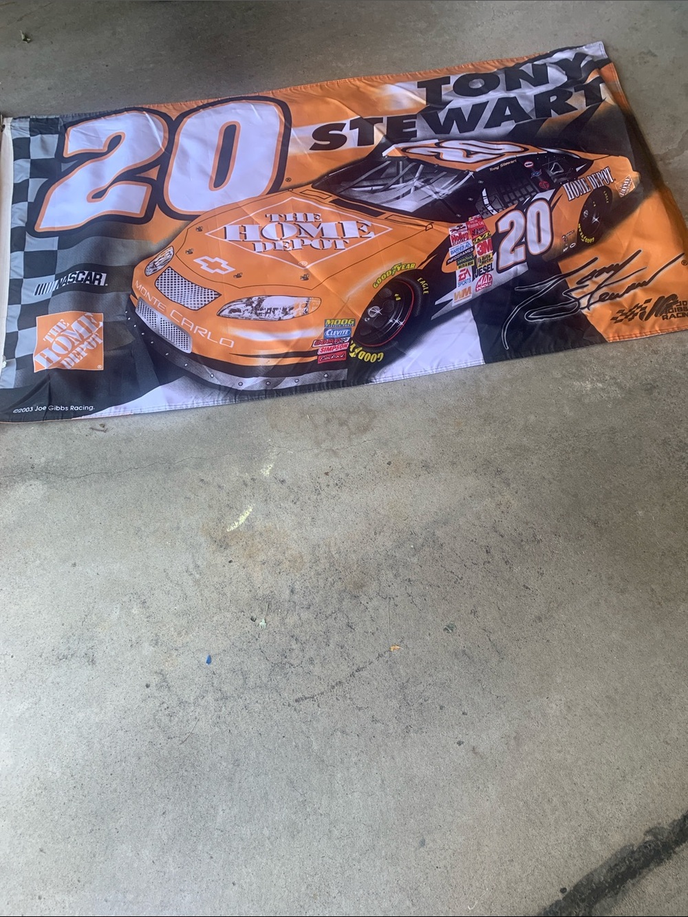 2003-Tony Stewart #20 Home Depot Racing Banner - Orange 3x5